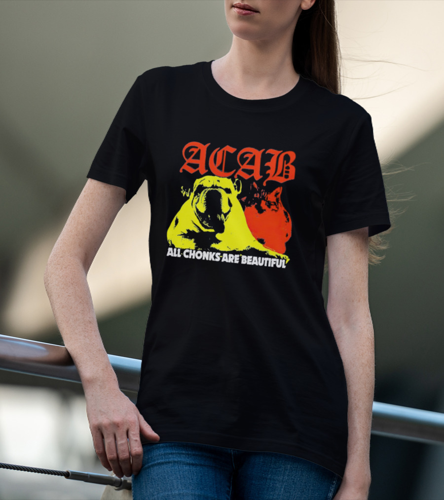ACAB Bulldog All Chonks Are Beautiful Yellow Red T-Shirt