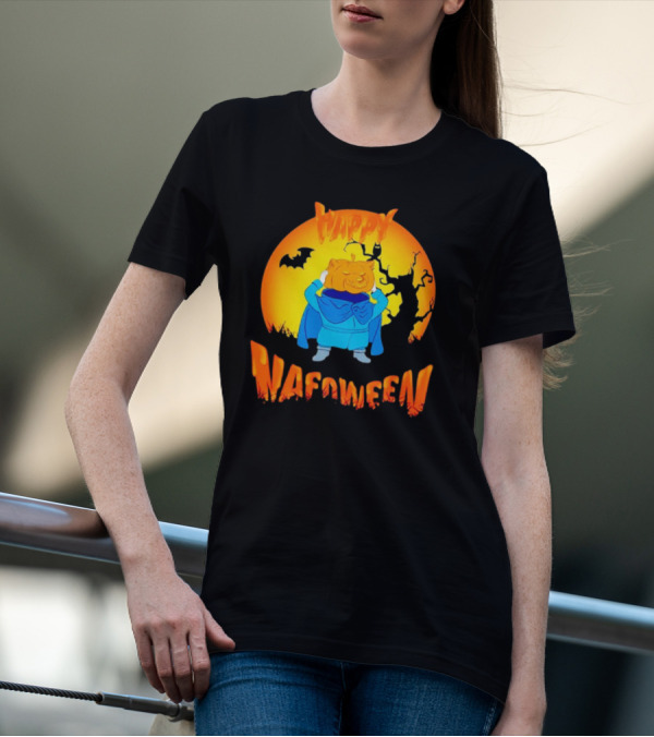 Happy NAFOween Pumpkin Rider With Spooky Moon And Bat T-Shirt