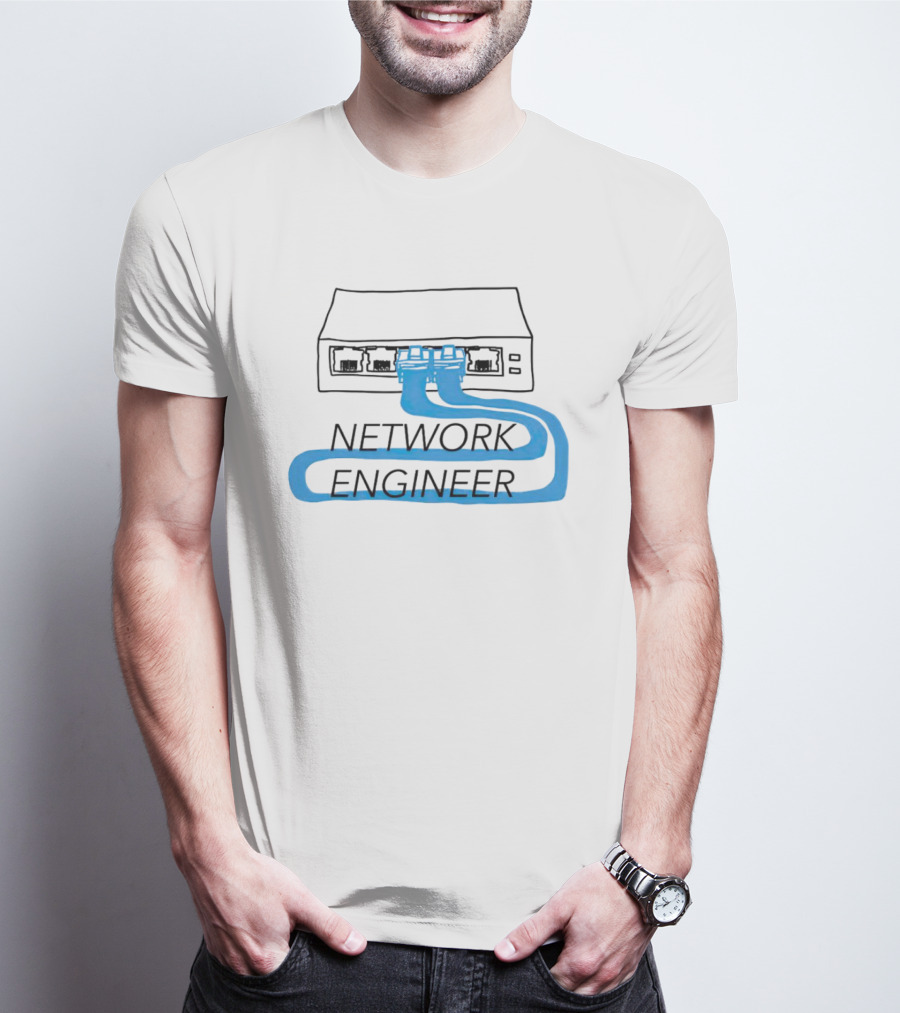Network Engineer Ethernet Cable Switch Sketch T-Shirt
