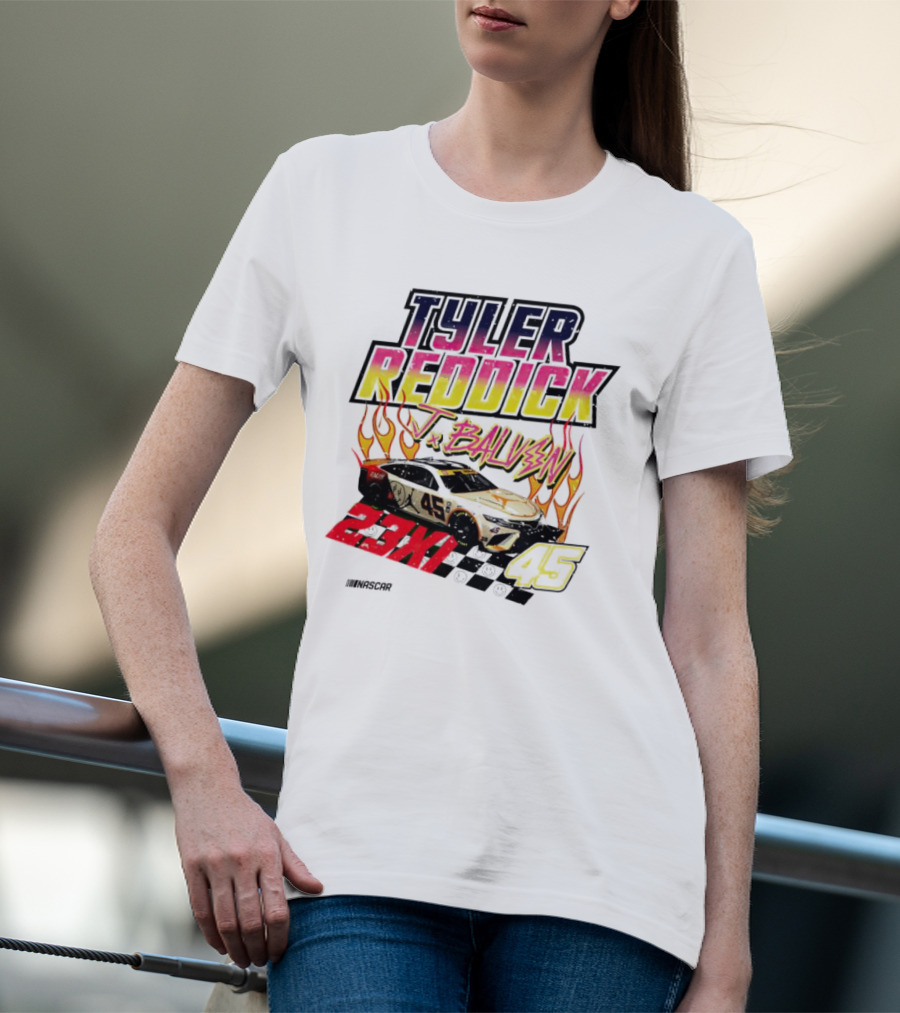 Tyler Reddick J Balvin 23XI Racing NASCAR 45 Flames T-Shirt