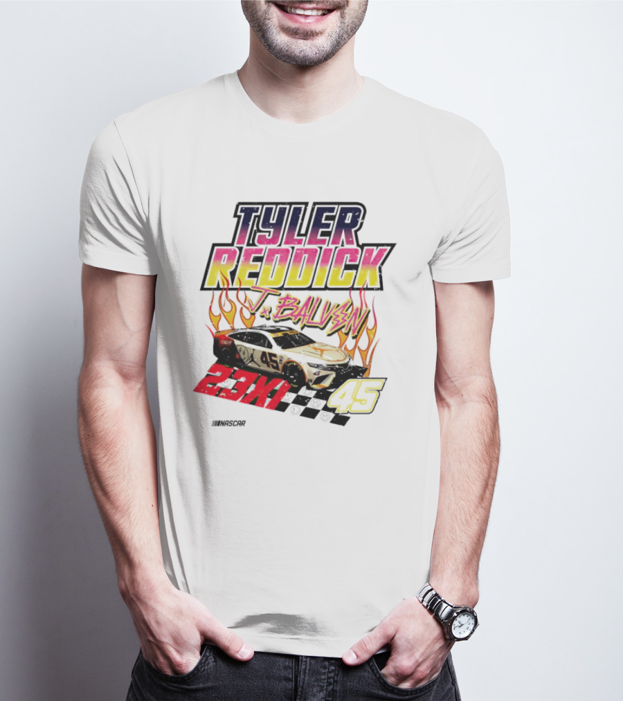 Tyler Reddick J Balvin 23XI Racing NASCAR 45 Flames T-Shirt