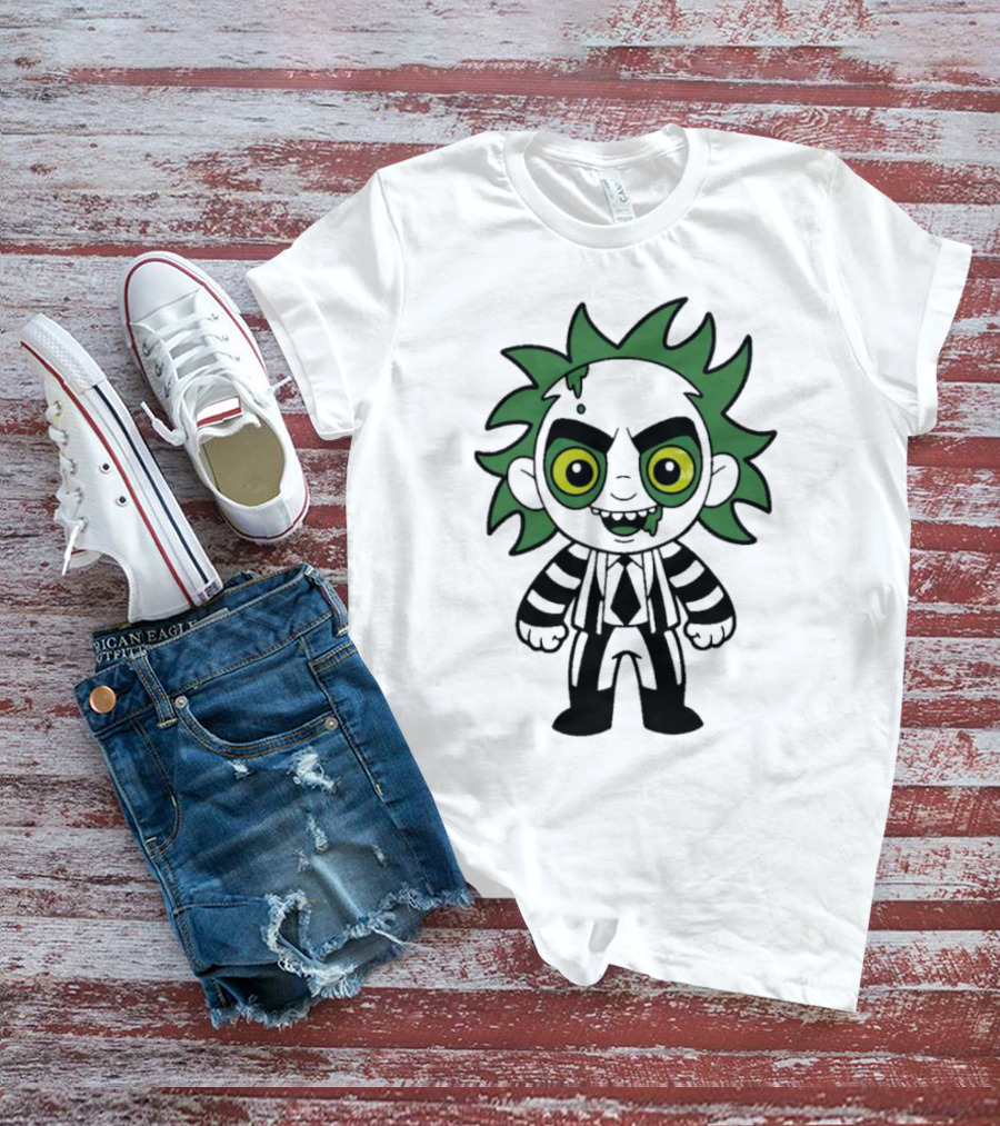 Beetlejuice Chibi Halloween Creepy Green Hair Character T-Shirt