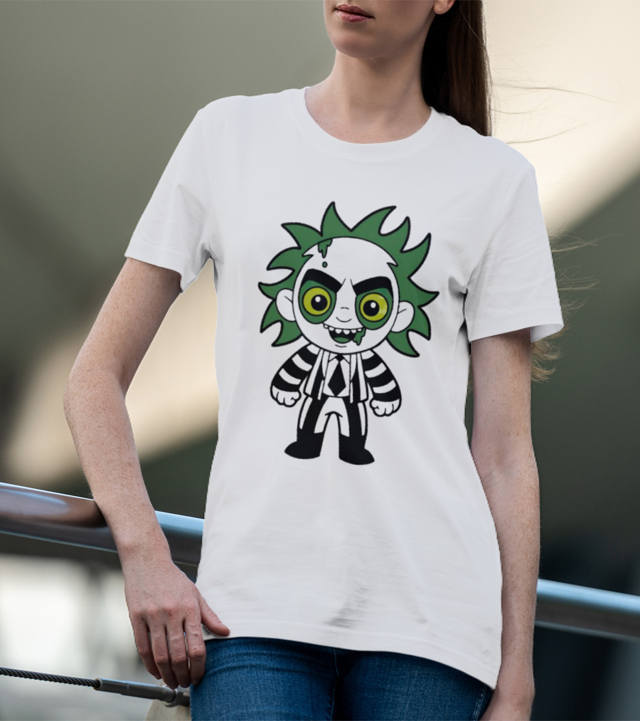 Beetlejuice Chibi Halloween Creepy Green Hair Character T-Shirt