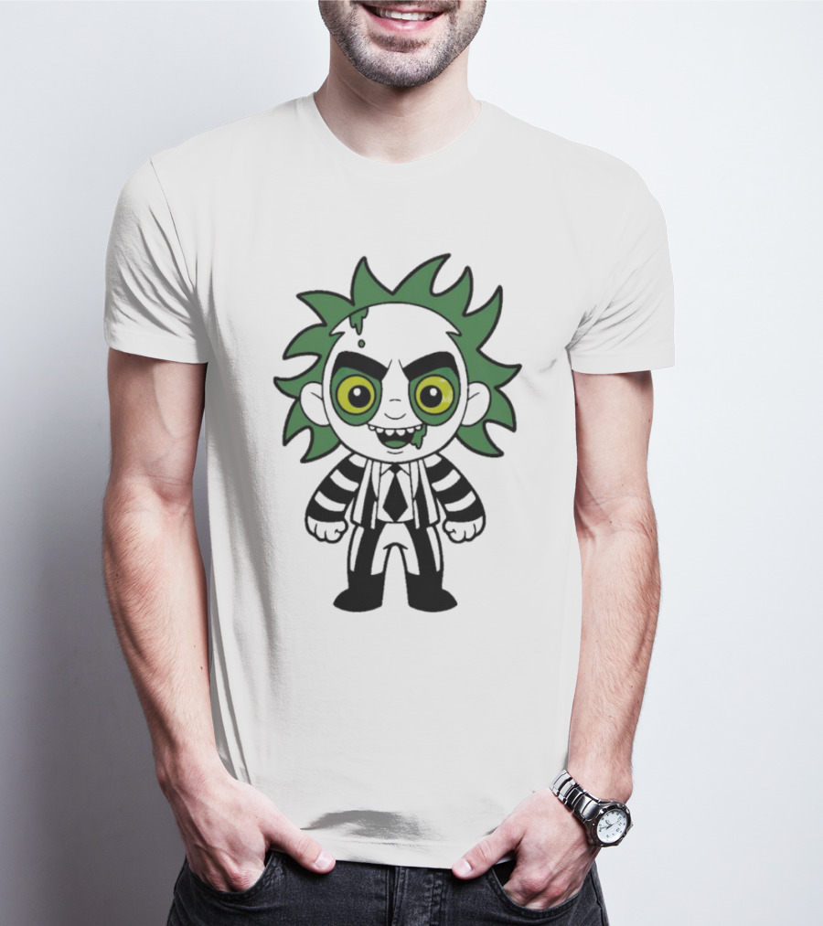 Beetlejuice Chibi Halloween Creepy Green Hair Character T-Shirt