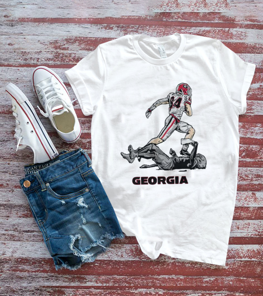 Georgia Football Ladd McConkey 84 Superstar Pose NIL T-Shirt