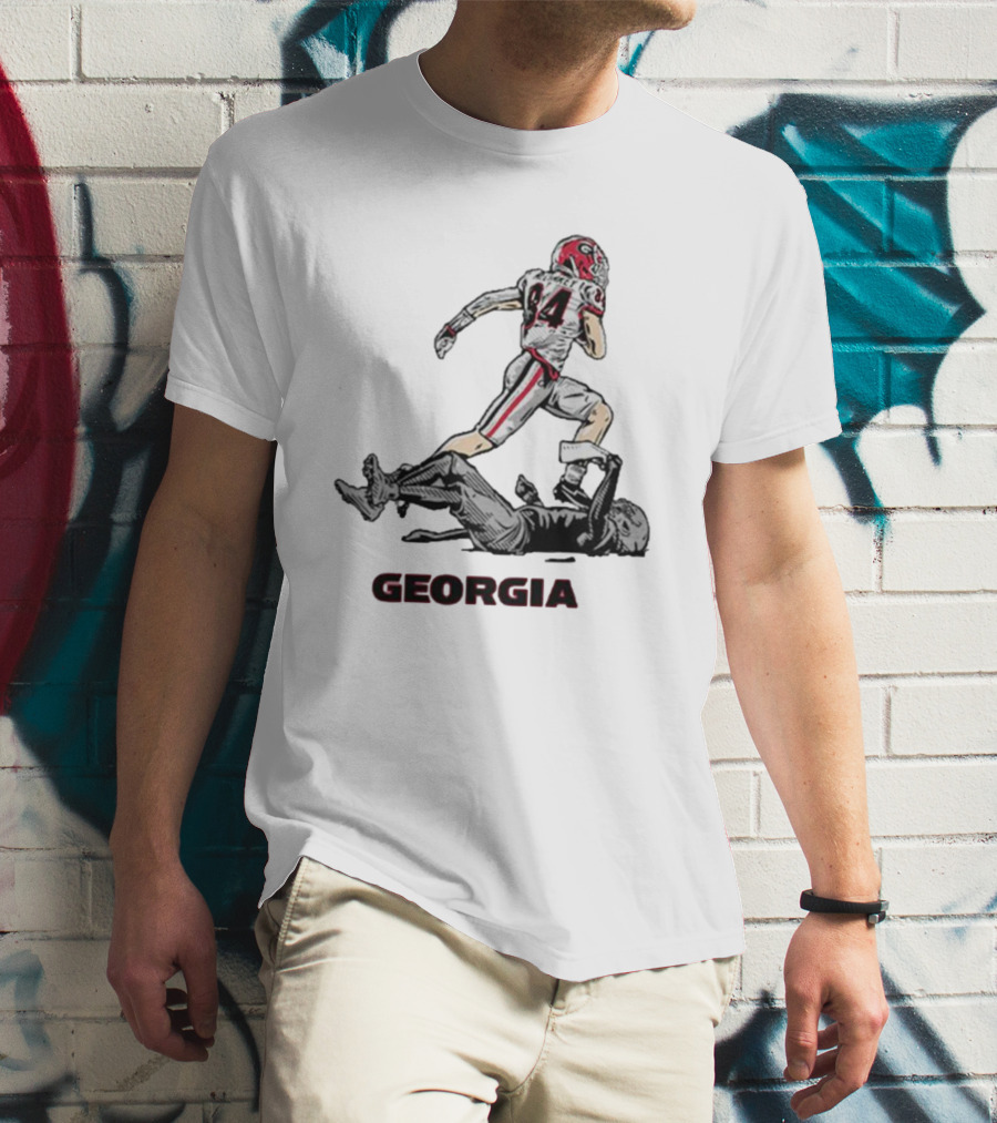 Georgia Football Ladd McConkey 84 Superstar Pose NIL T-Shirt