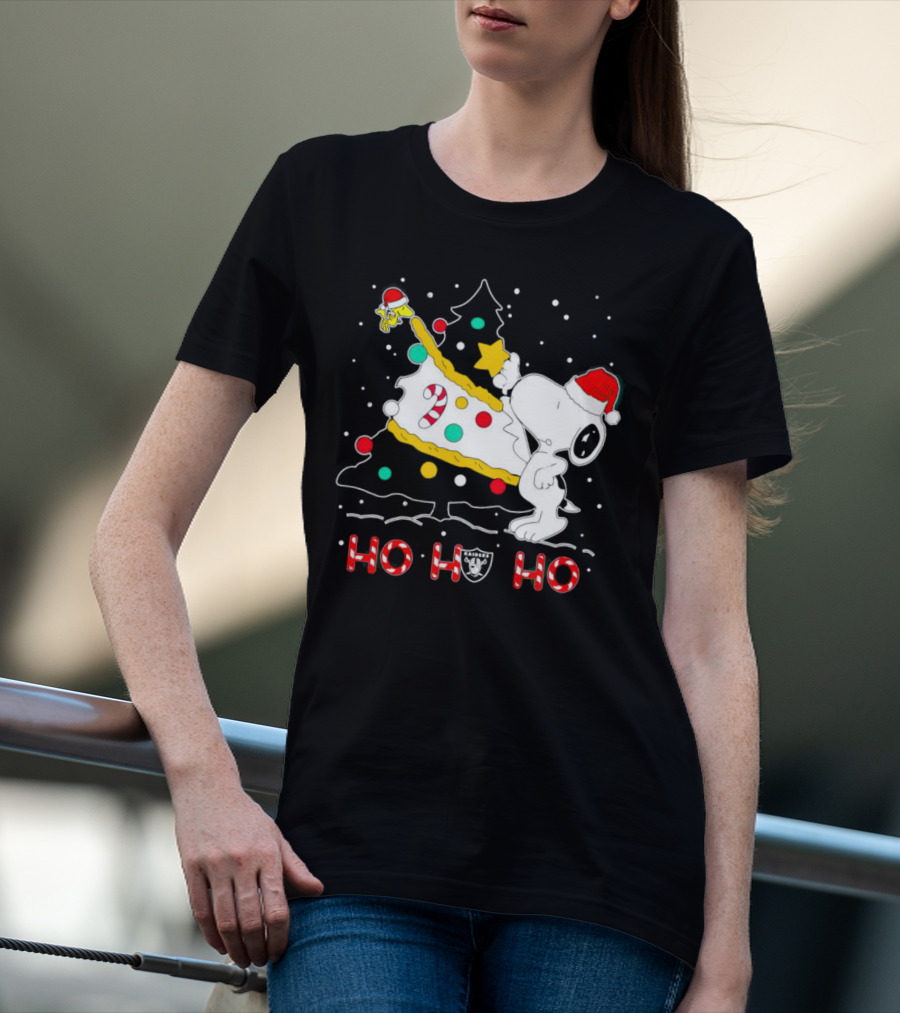 Snoopy Woodstock Las Vegas Raiders Christmas Ho Ho Ho T-Shirt