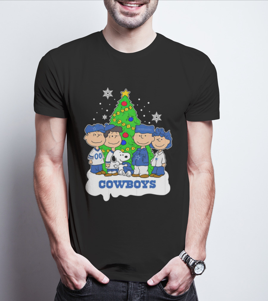Peanuts Characters Dallas Cowboys Christmas Tree Cowboys T-Shirt