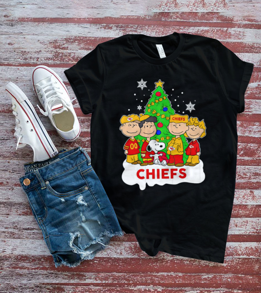 Peanuts Characters Chiefs Christmas Tree T-Shirt
