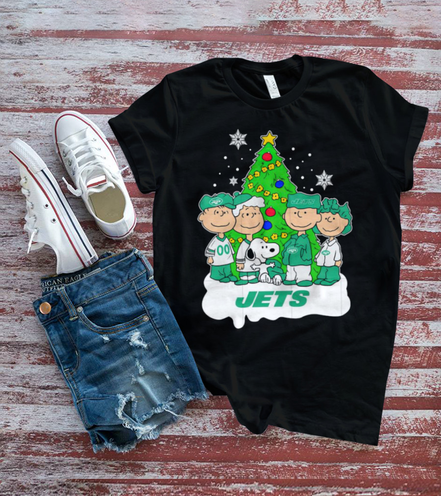 Peanuts Characters Jets Christmas Tree Holiday T-Shirt