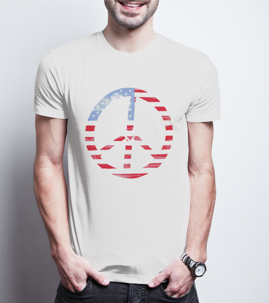 USA Flag Peace Symbol T-Shirt