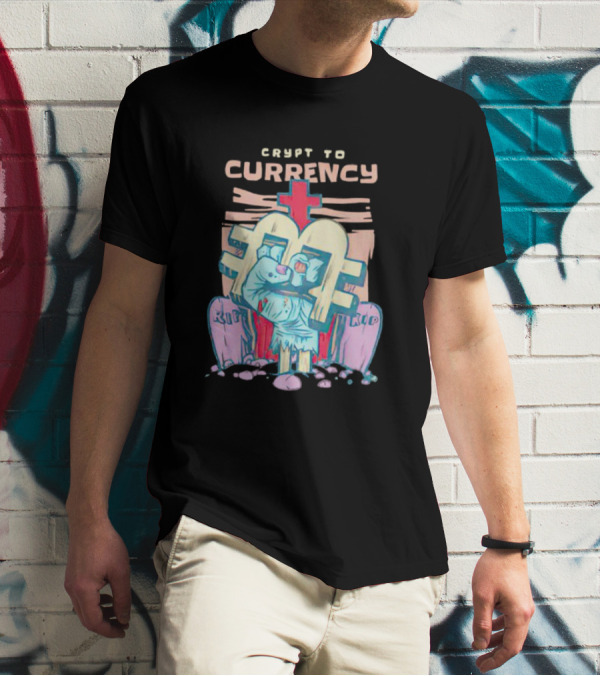 Crypt To Currency Zombie Bitcoin Graveyard Scene T-Shirt