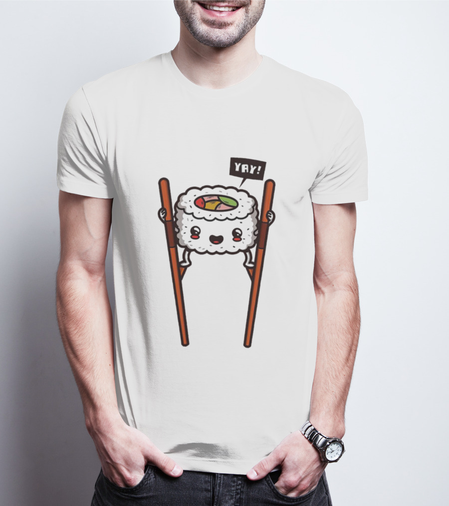 Sushi Roll On Chopsticks With Yay Flag T-Shirt