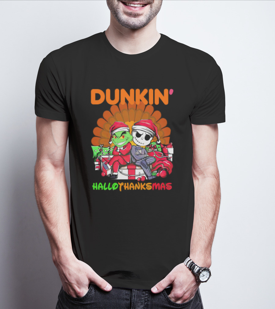 Grinch Jack Skellington Dunkin Hallo Thanks Mas T-Shirt