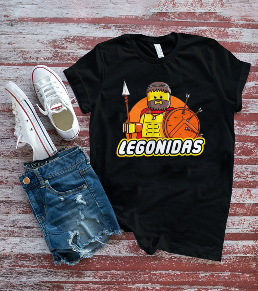 Legonidas Spartan Lego Warrior Spear And Shield Block Figure T-Shirt