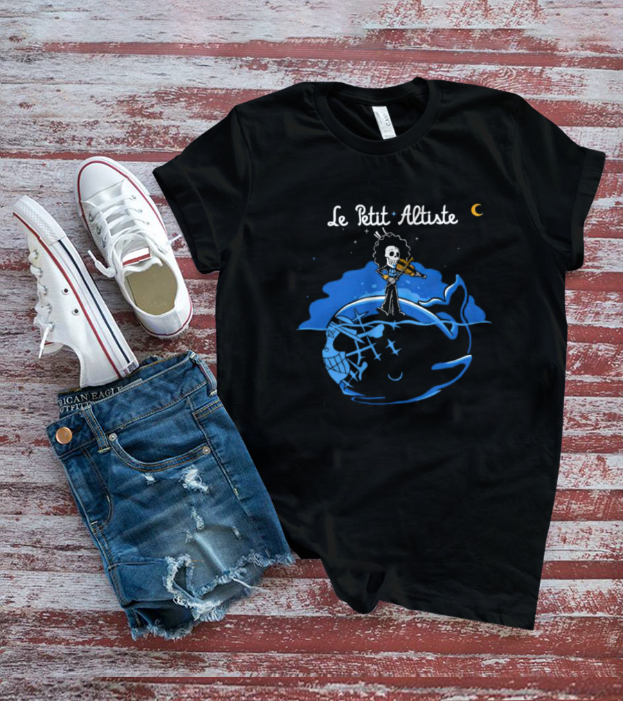 Le Petit Altiste Skeleton Violinist On Whale Under Moon T-Shirt