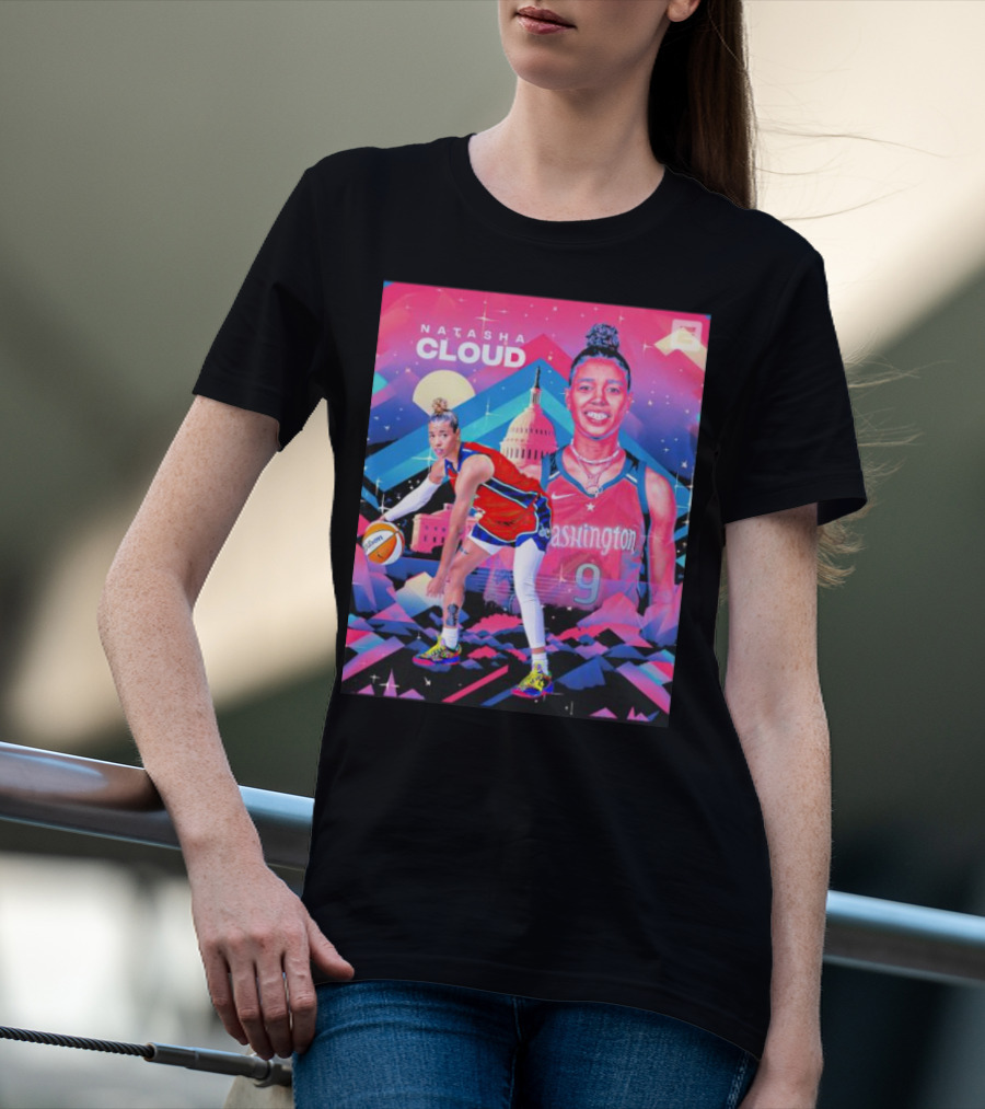 Natasha Cloud Washington Mystics Basketball 9 Capital Skyline T-Shirt