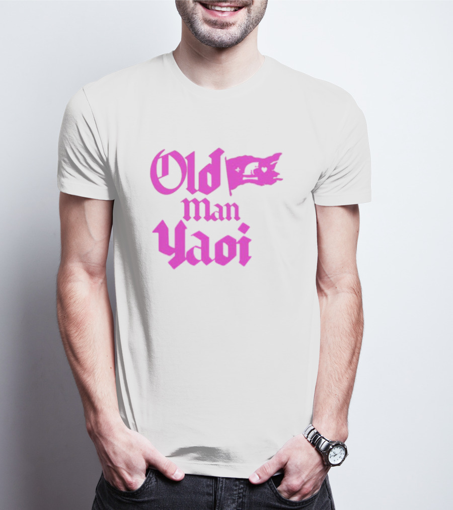 Old Man Yaoi Pink Gothic Text T-Shirt