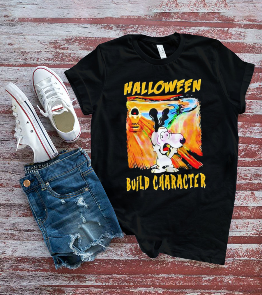 Halloween Build Character Snoopy Scream Painting T-Shirt