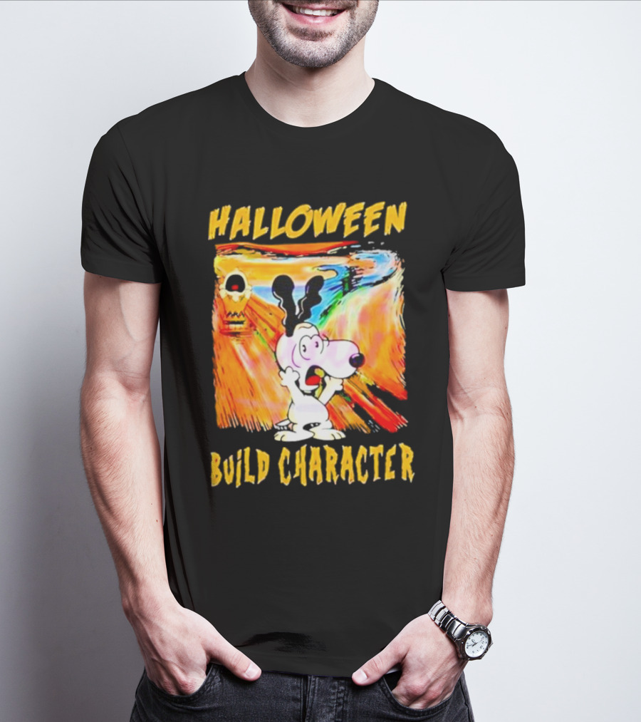 Halloween Build Character Snoopy Scream Painting T-Shirt