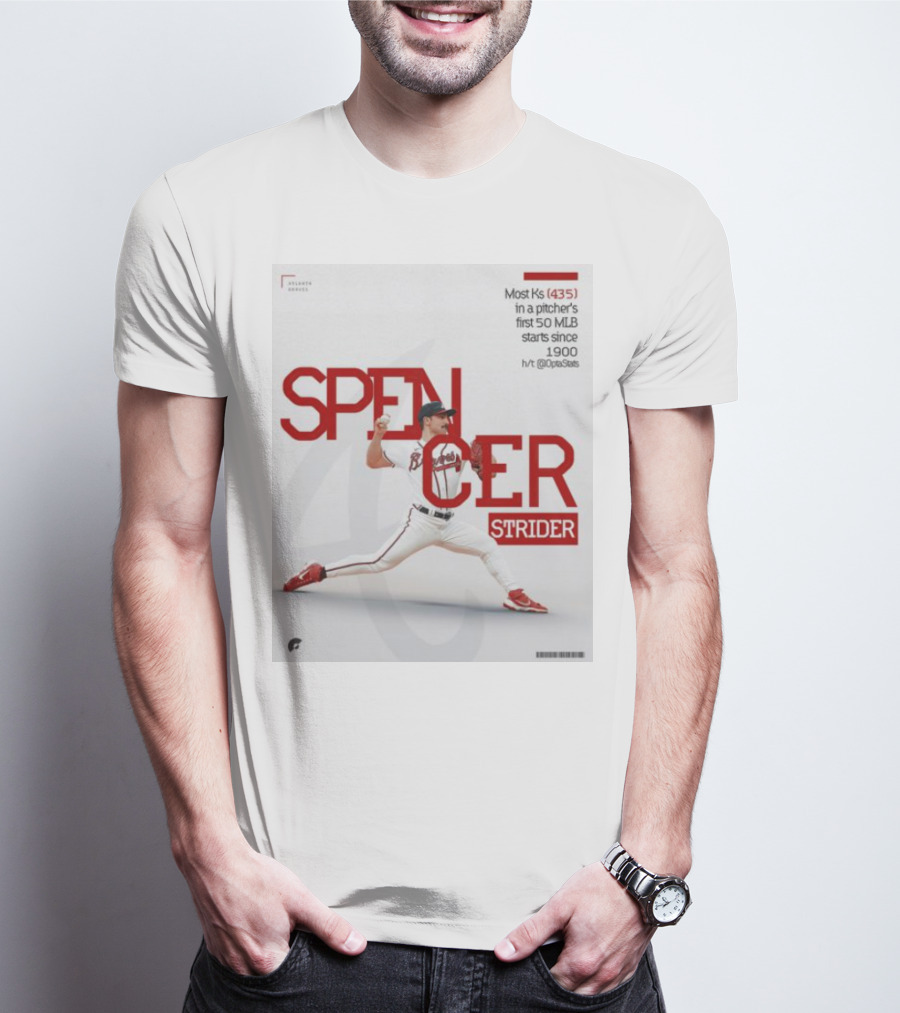 Spencer Strider Atlanta Braves Most Ks 435 In First 50 MLB Starts Since 1900 T-Shirt