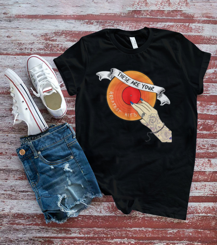 Men's Greatest Hits Vinyl Record Tattoo Hand T-Shirt