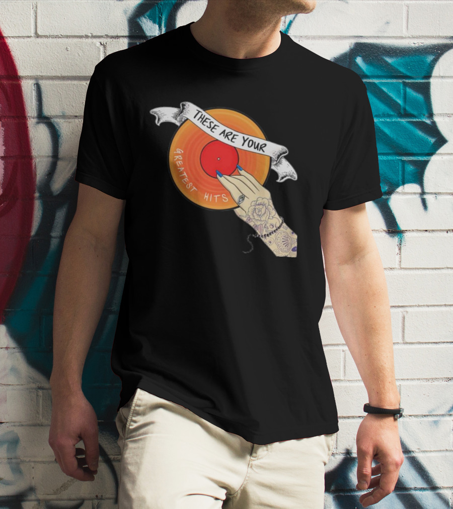 Men's Greatest Hits Vinyl Record Tattoo Hand T-Shirt