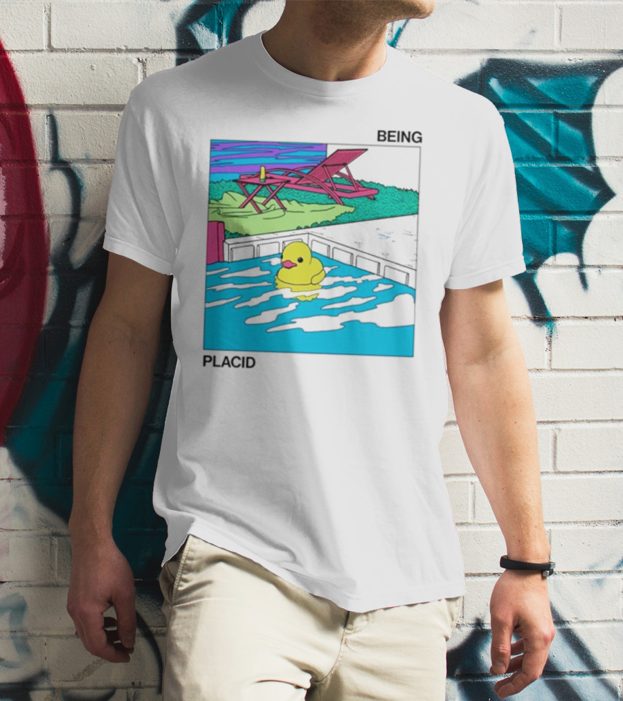 Being Placid Duck Pool Lounger Scene T-Shirt