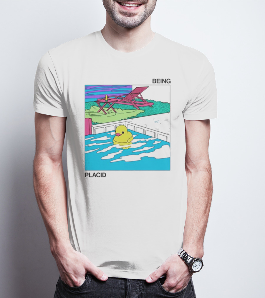 Being Placid Duck Pool Lounger Scene T-Shirt