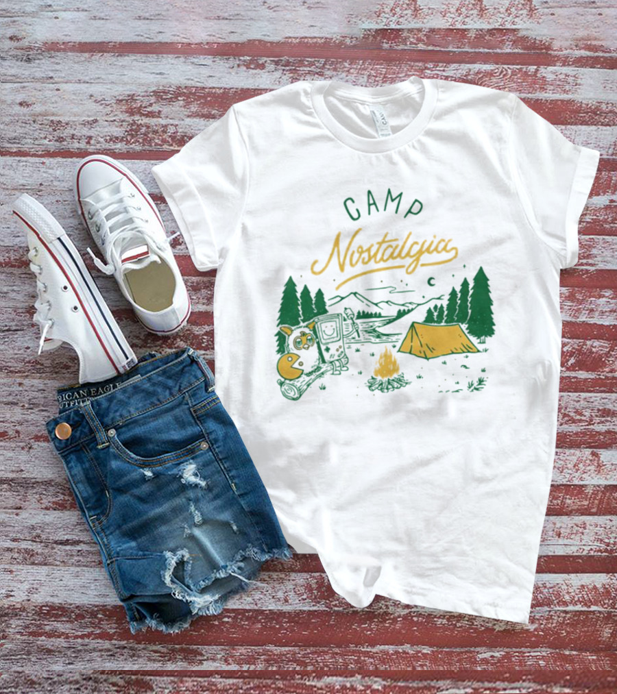 Camp Nostalgia Campfire Tent Forest Night Scene T-Shirt