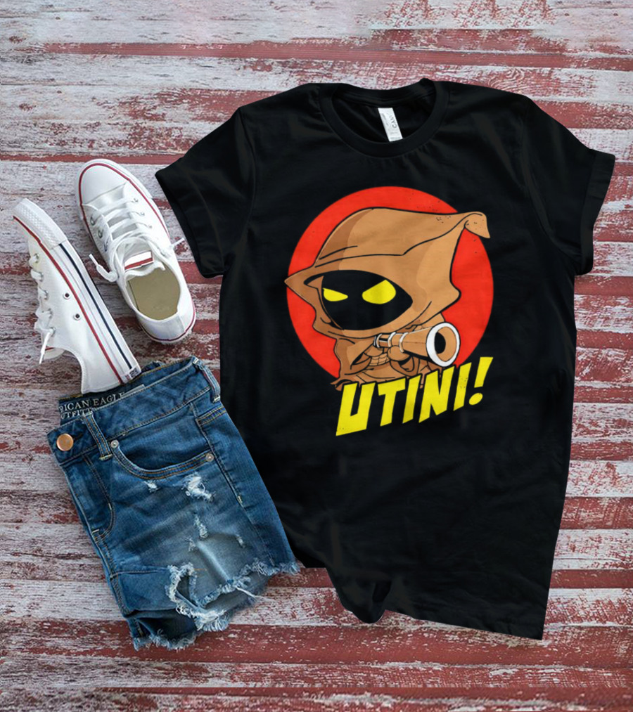 Jawa Star Wars Utini Character With Hood And Yellow Eyes T-Shirt