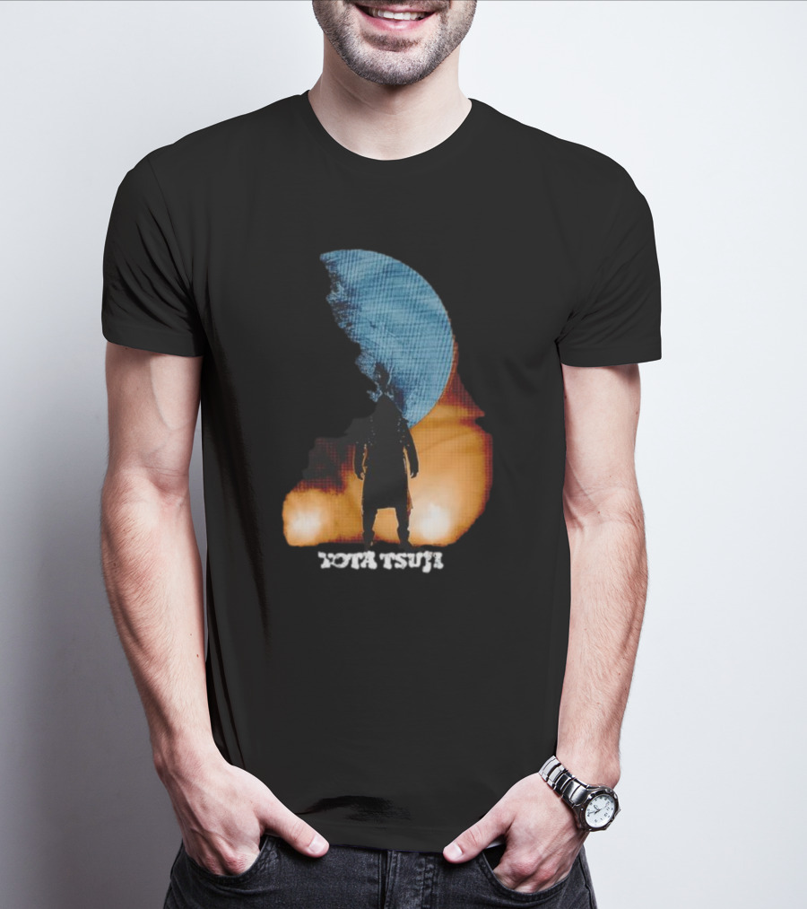Yota Tsuji Moonrise Silhouette Against Orange And Blue Sky T-Shirt