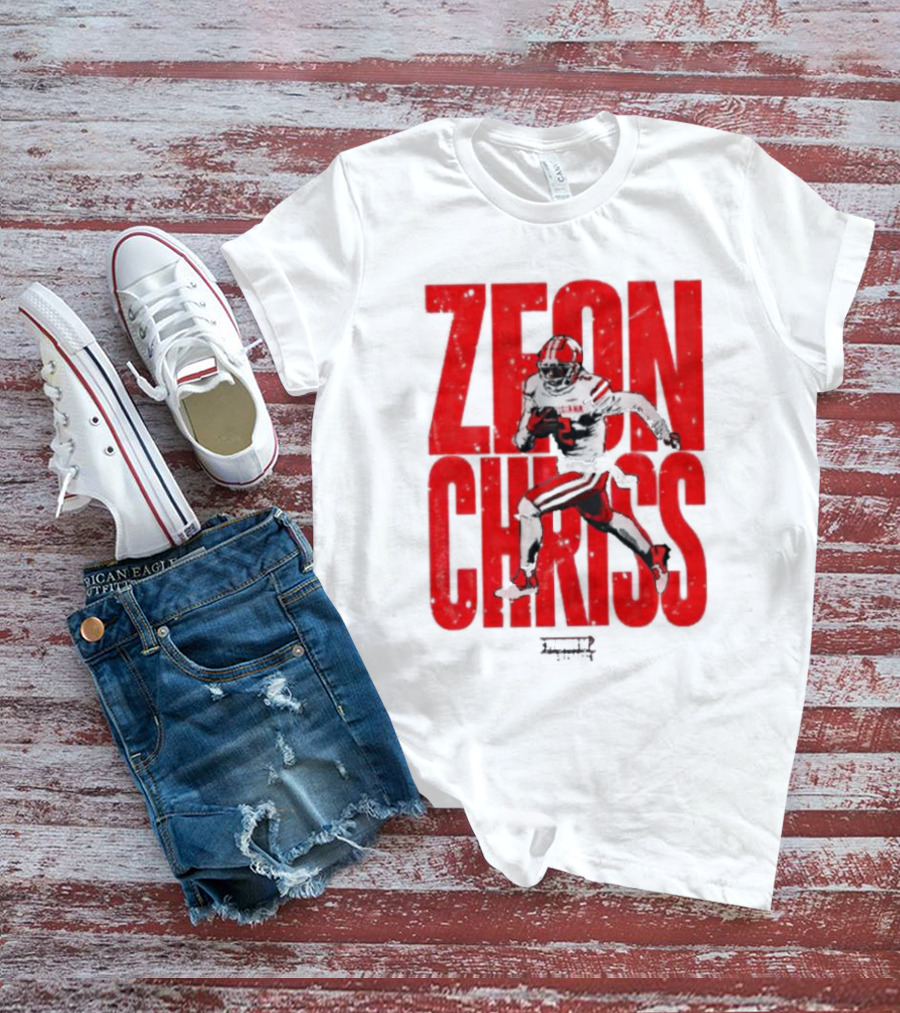 Zeon Chriss Football Caricature In Red Text And Black T-Shirt