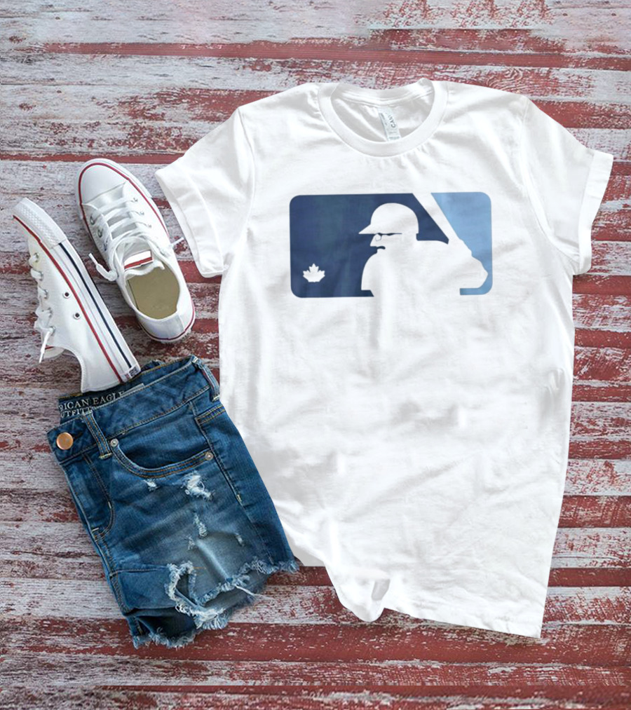 BlueJays Schneider Stache Batter Silhouette With Maple Leaf T-Shirt