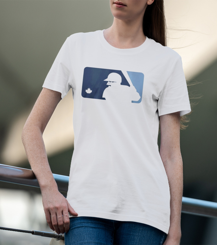 BlueJays Schneider Stache Batter Silhouette With Maple Leaf T-Shirt