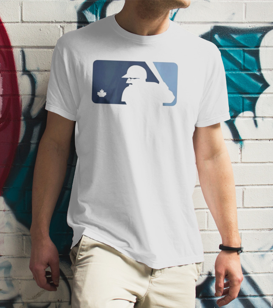 BlueJays Schneider Stache Batter Silhouette With Maple Leaf T-Shirt