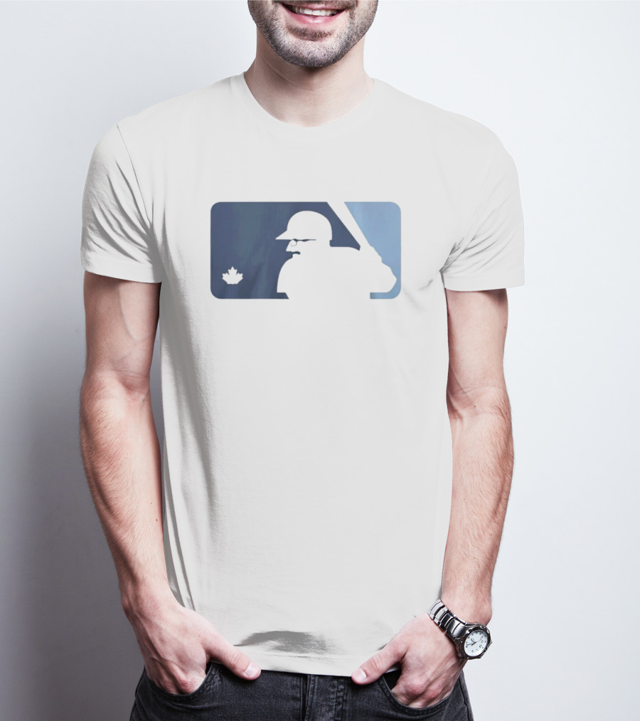 BlueJays Schneider Stache Batter Silhouette With Maple Leaf T-Shirt