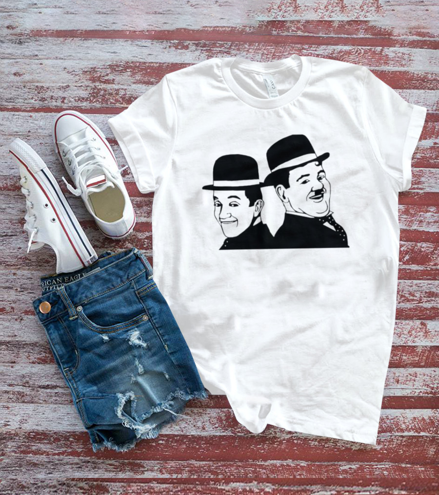 Laurel And Hardy Classic Film Comedy Duo Drawing T-Shirt