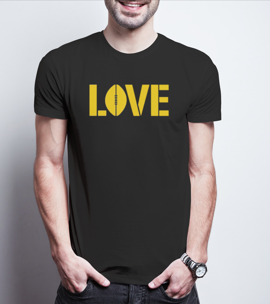 LOVE Football Vertical Stencil T-Shirt