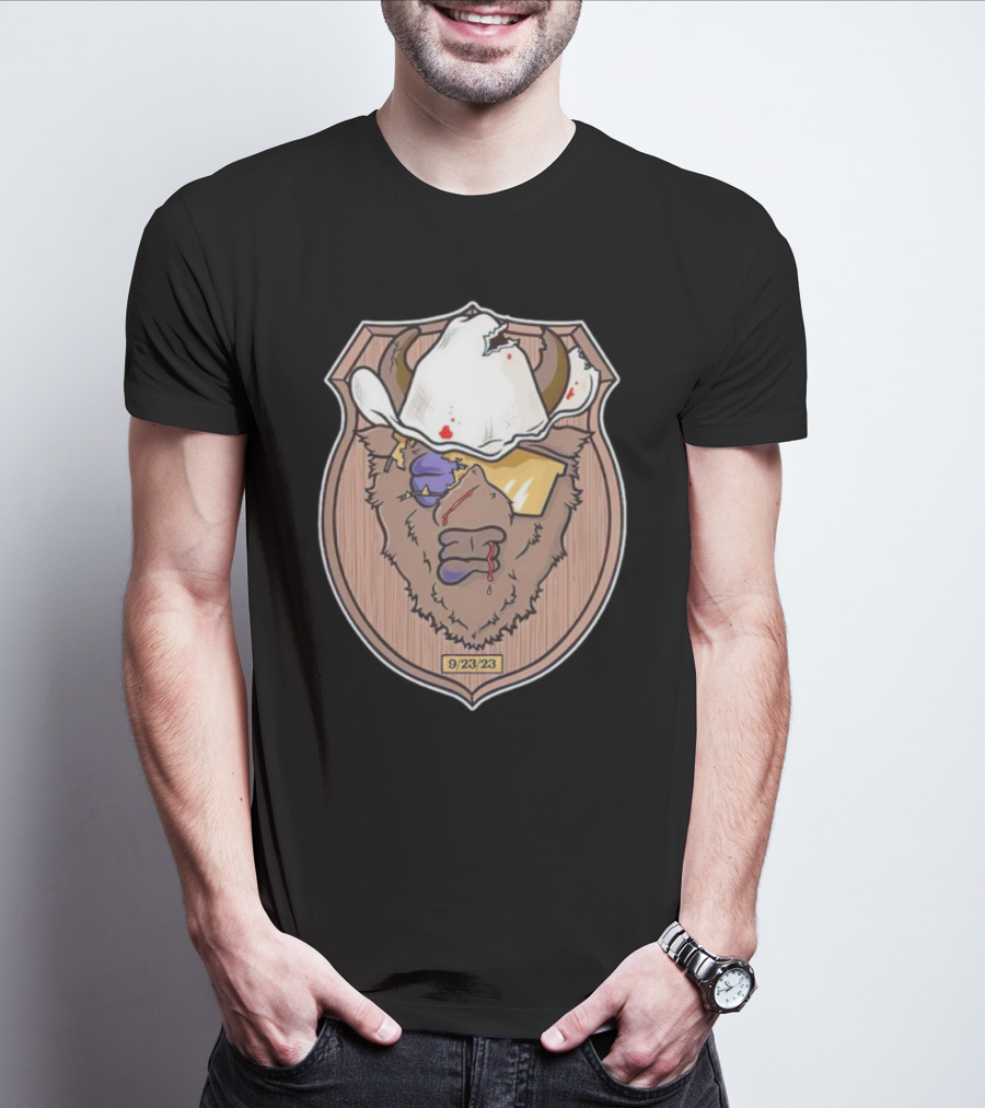 9/23/23 Cowboy Bison Face Shield T-Shirt