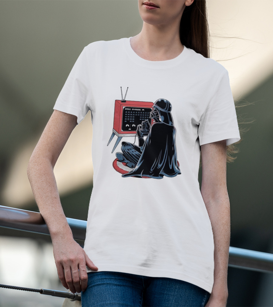 Darth Vader Playing Space Invaders Retro Gaming Scene T-Shirt