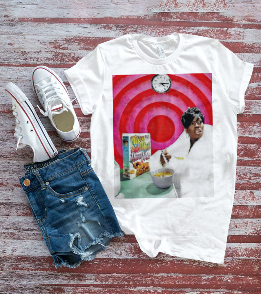 Missy Elliott Flav•O•Fleks Cereal With Red Spiral Clock Background T-Shirt