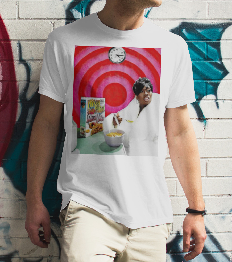 Missy Elliott Flav•O•Fleks Cereal With Red Spiral Clock Background T-Shirt