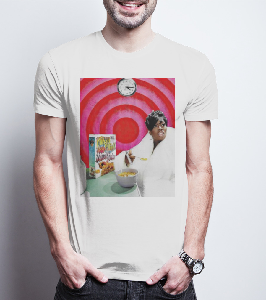 Missy Elliott Flav•O•Fleks Cereal With Red Spiral Clock Background T-Shirt