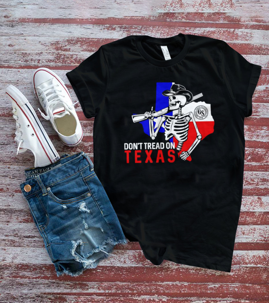 Don't Tread On Texas Skeleton Cowboy State Guard Seal T-Shirt