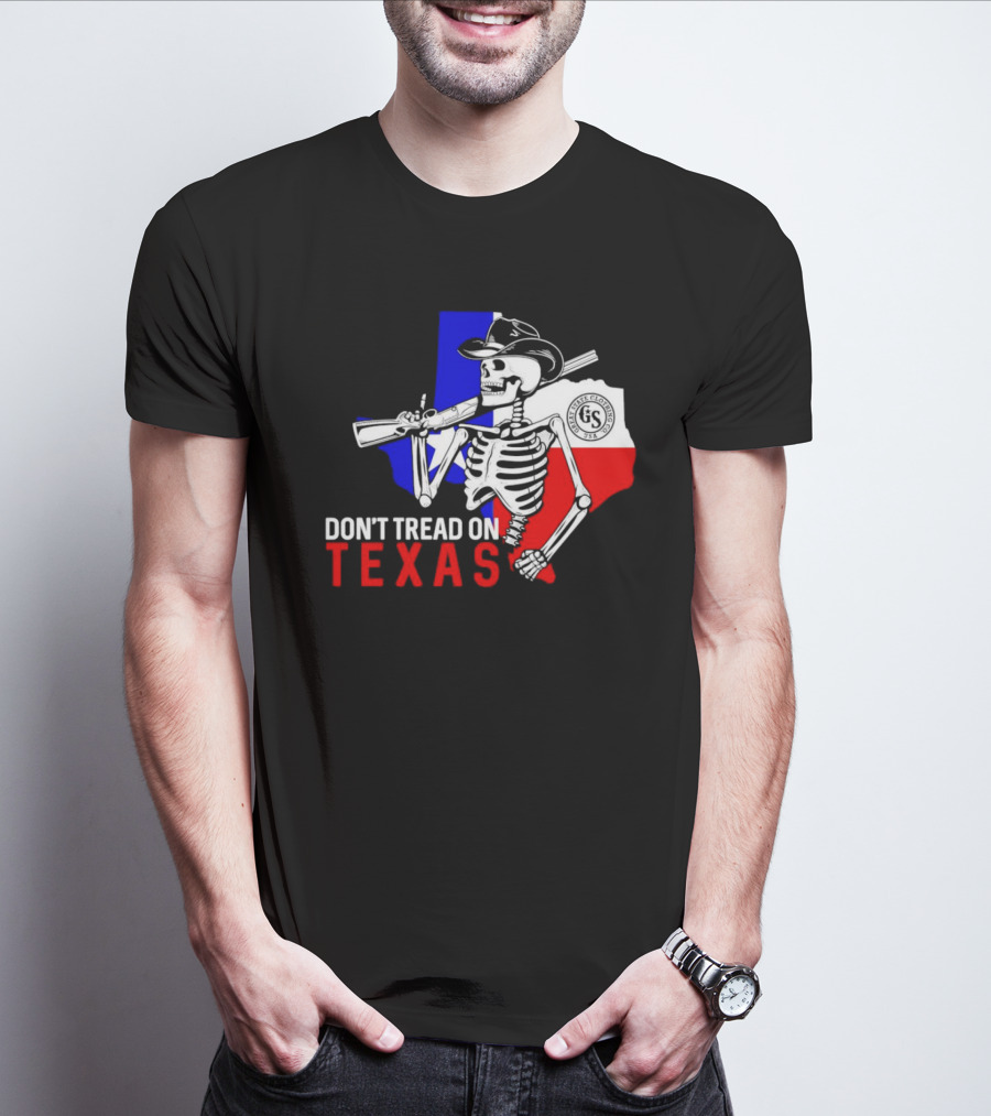 Don't Tread On Texas Skeleton Cowboy State Guard Seal T-Shirt