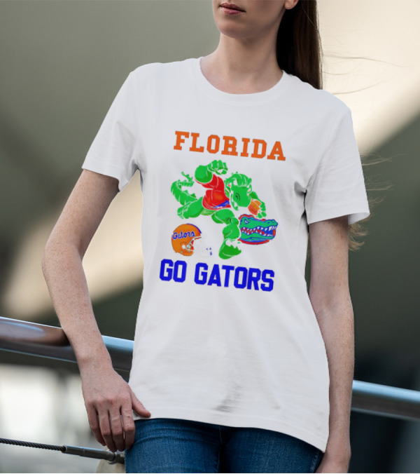 Florida Gators Go Gators Football Alligator With Gators Helmet T-Shirt