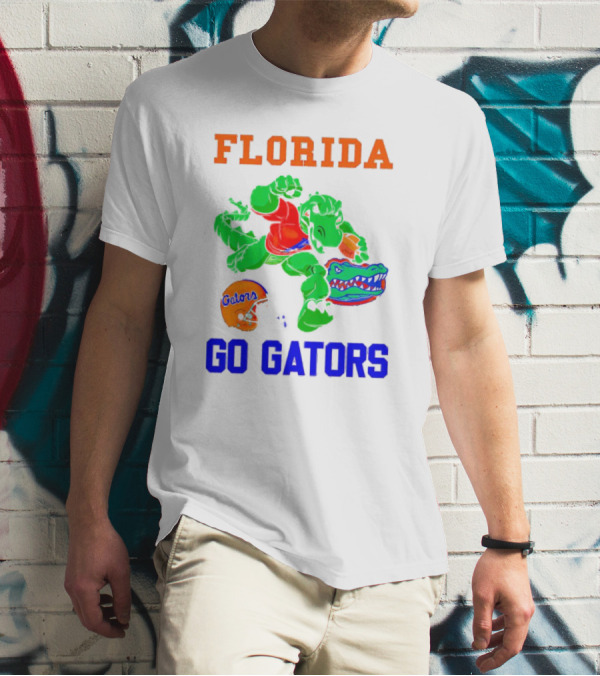 Florida Gators Go Gators Football Alligator With Gators Helmet T-Shirt