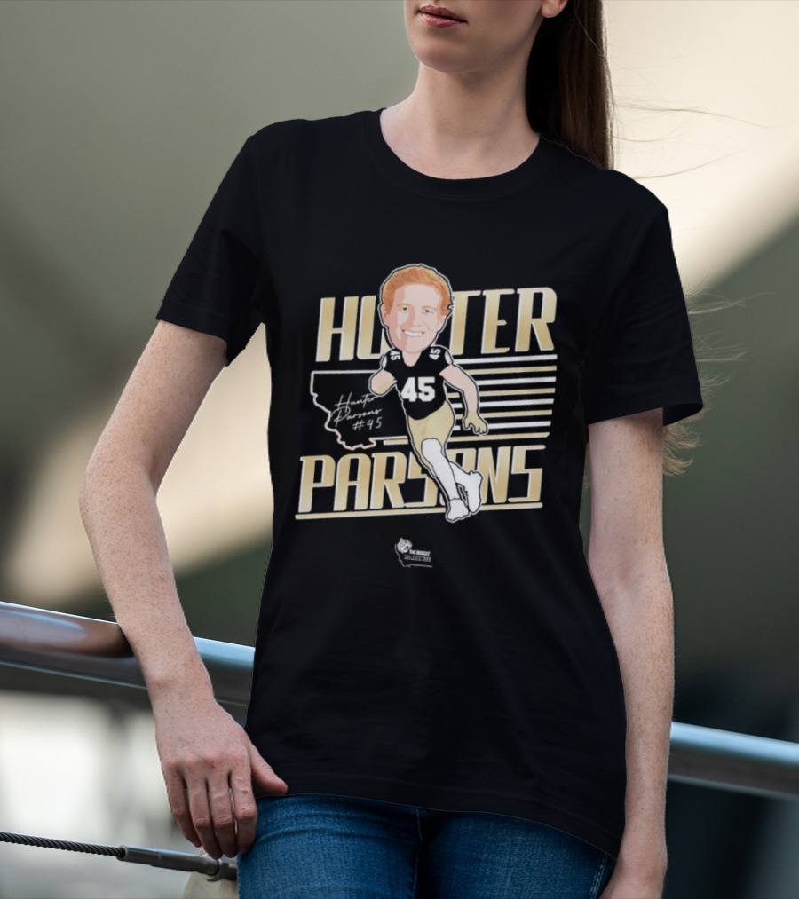 Hunter Parsons #45 Caricature Signature Running T-Shirt