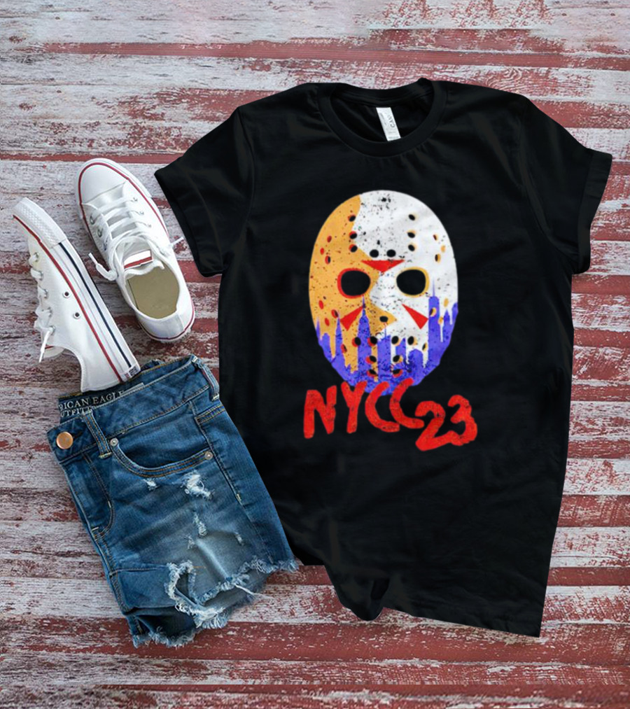 NYCC 23 Jason Voorhees Hockey Mask Skyline T-Shirt